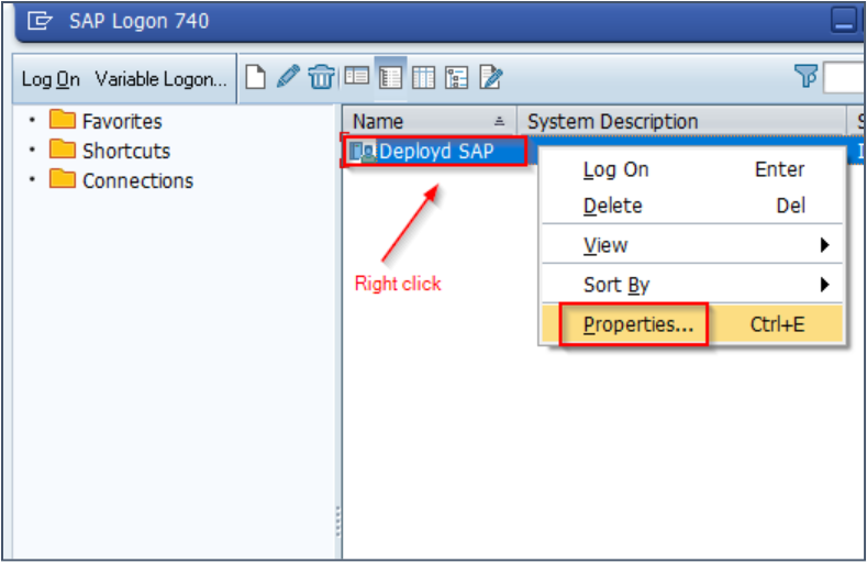 SAP GUI Login Pad Properties